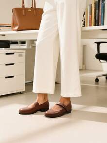 Women's Flats Arch Support Comfortable Casual Ballet Mary Business Office For Women Dressy And Work Ankle Strap Dress Flats Shoes - 棕色 - 查看 4