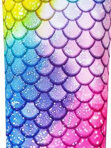 3pcs/Set Girls Mermaid Tail Bikini Set, Butterfly & Fish Scale Print Camisole & Triangle Bottoms