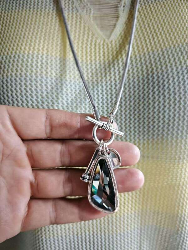 1pc Asymmetrical Crystal Elegant Long Sweater Chain Necklace