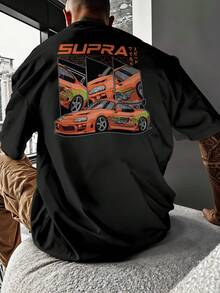 Oversized Streetwear T-Shirt Supra MK4 Orange Car Fast And Furious REF 7241 VEST NERD - 黑色 - 查看 7