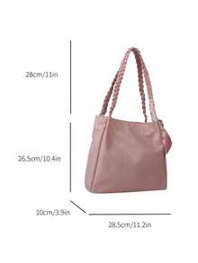 Fashionable Versatile Casual Scarf Decor Commuter Minimalist Solid Color Small Tote Bag - Pink - View 2