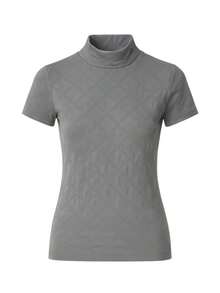 Women's Ribbed Mock Neck Short Sleeve Slim Fit Knit Top, Lightweight Stretchy Soft Tee Shirt, Casual Minimalist High Neck Pullover For Work, Travel And Everyday Wear, Classic Beige - 灰色 - 查看 1