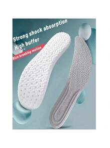 1 Pair Grey Memory Foam Sport Insoles, Shoes Sole Cushion, Running Shock-Absorbant Breathable Deodorization EVA Soft Pad