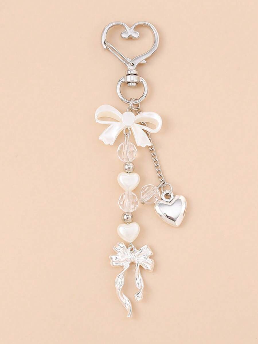 1pc Unisex Faux Pearl Bow Keychain Pendant Beach Series Gift For Friends Key Chain Accessory Car Accessories For Women Keychain For Bag - Multicolor - View 1