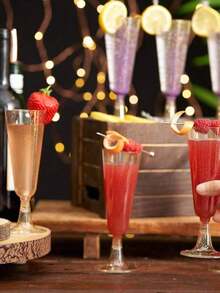 1/5/10pcs Champagne Flutes,Reusable Plastic Gold Glitter Champagne Flute Glasses,Cocktail Glasses,Wedding Toasting Cups,Wedding Toasting Cups,For Party Bar Cocktail Cups,Bulk Gold Plastic Tumblers, Fancy Party Cups For Cold Drinks,Party, Wedding And Large Events Back To School