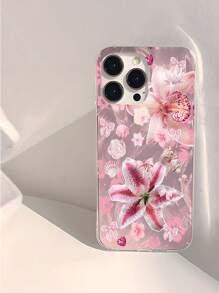 夏季手机壳 1 件闪光粉色花卉海星贝壳图案防水防震防滑软手机壳保护套适用于 - 彩色 - 查看 1