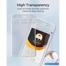 ID Badge Holder Vertical Badge Holder With Waterproof Resealable Zip For Proximity Cards RFID Credit Cards10 Pack - 無色 - 查看 6