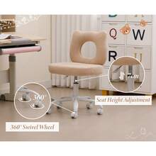 Chairus Kids Study Chair Height Adjustable Ergonomic Swivel Desk Chair For Home In Faux Fur - Khaki - View 6