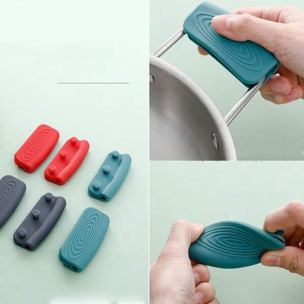 1 pieza Clip aislante de silicona resistente al calor de múltiples colores opcionales, guante de aislamiento para el asa de ollas de hierro fundido, cubierta para la oreja de la olla, almohadilla para el clip de la oreja de la olla, cubierta de silicona resistente al calor para la oreja de la olla, adecuado para wok, vaporera, olla de cocido y otras cubiertas para la oreja de las ollas, apto para accesorios de cocina en hogares, restaurantes, hoteles y otros lugares