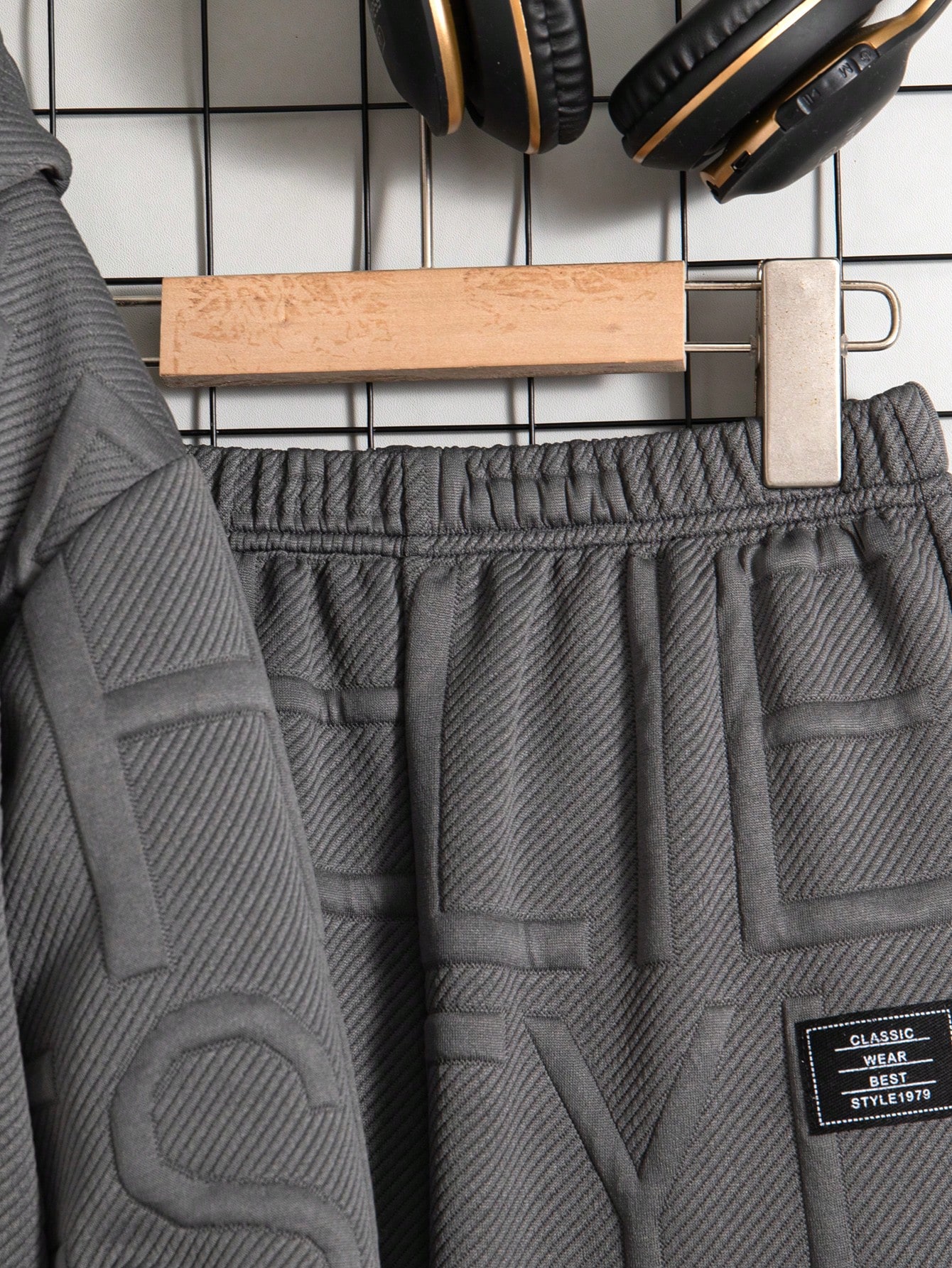 مجموعة بنطلون وجاكيت بسوستة ذو لون أحادي للأولاد،...