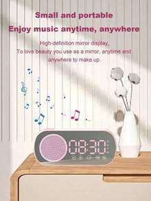Bluetooth Speaker Digital Alarm Clock - LED Mirror Display, FM Radio, Weather Forecast, Dual High Volume Alarm (Suitable For Deep Sleepers), HiFi Subwoofer, USB Charging, Perfect Gift For Birthday, Graduation, Home, Office Decor - Multicolor - View 3
