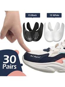 30双防皱鞋套,散装运动鞋保护套,鞋头保护套,运动鞋靴子防皱贴,黑白配色,适合春夏穿着,可作伴娘礼物、房间装饰、卧室装饰、海滩度假、旅行必备,男女皆宜。 - 彩色 - 查看 7