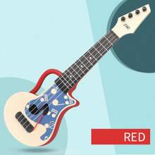 1pc Toy Classical Ukulele Guitar Musical Instrument, ABS Plastic Material, Brown, Halloween Gift