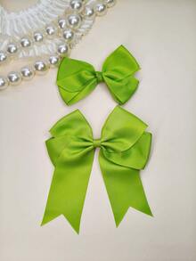 1/2pcs 6-Inch Large Ribbed Satin Ribbon Bow Hairclips, Double Layer Streamer Hairpins, Children Hair Accessories Suitable For Daily Or Party Use - Multicolor - View 35