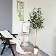 1 peça 120-180 cm Planta Artificial de Oliveira Galhos de Árvore Falso Verde Planta Falsa Folha de Plástico Planta Alta Ornamental Realista Planta Falsa de Interior para Casamento Casa Hotel Escritório Decoração de Festa