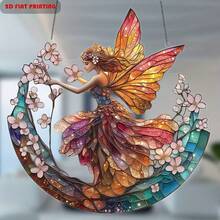 2D Flat, 1pc, Double-Sided Printed Acrylic Delicate Fairy Light Catcher, Outdoor Decor, Wall Decor, Home Decor, Yard Garden Decor, Thanksgiving Christmas New Year Gift Idea, Living Room Wall Art - Ideal Holiday Gift, 2D Flat