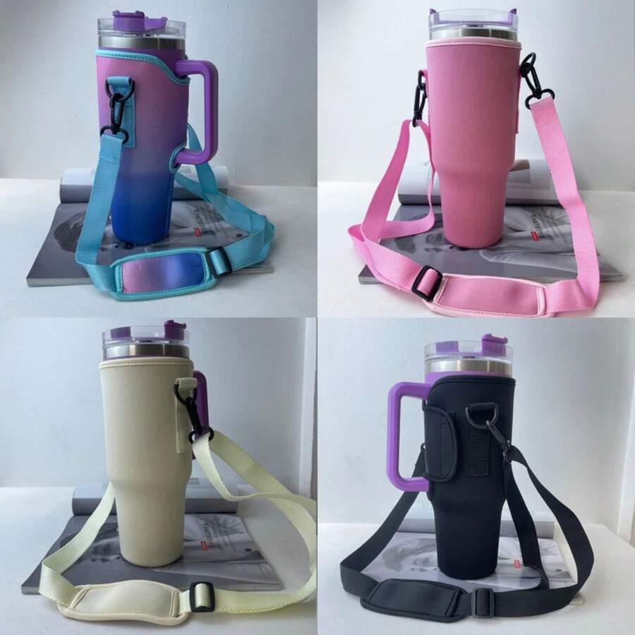 30/40 onzas.Funda para Taza Nonpareil con Correa de Hombro Ajustable, Bolsa para Taza con Soporte para Pajita - Negro - Ver 1