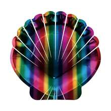 10pcs Iridescent Shell Design Paper Plates, Mermaid Theme Party Supplies, Tableware For Birthday, Holiday, Underwater Party