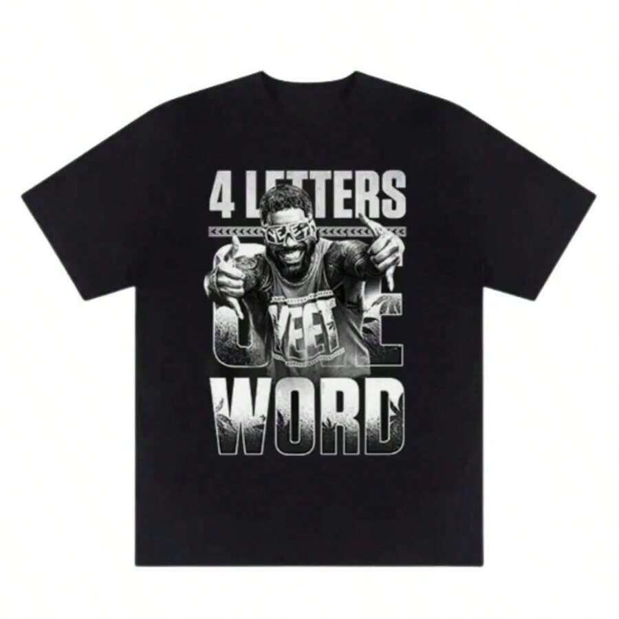 Four Letters One Word Jey Uso Yeet Fan Unisex T-Shirt - Perfect,Crewneck,Casual,Ideal Everyday Wear, Tropical Men's Gifts Unisex Short-Sleeved Top - 黑色 - 查看 1