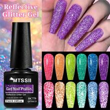 Mtssii 7ml Champagne Gold Sliver Reflective Nail Gel Polish Sparkling Shining Glitter Pink Red Color Nail Supplies Semi Permanent Soak Off UV Gel Varnish Sparkle Effect Nail Art Manicure - 彩色 - 查看 5