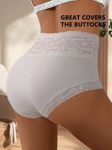 QUASTI 4pcs Women Lace Underwear High Waist Panties| Fashion Elegant Lace Trim & Breathable Fabric| Comfortable Seamless Briefs For Holiday Gifts, Daily Wear & Summer Bestsellers - Màu hỗn hợp - Xem 6