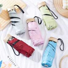 1 件，迷你旅行遮阳伞带保护套，小巧紧凑防紫外线雨伞，轻便防风遮阳伞，适合徒步旅行