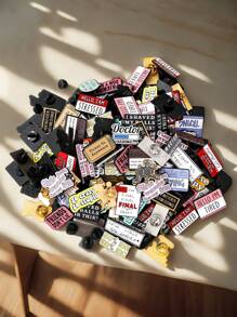 5/10/20/30/40/50 件随机混合字母胸针套装（无重复款式），创意合金金属别针徽章，多种款式、图案、设计、字母，适合各种场合，数量越多，款式越多样化，装饰鞋子、包包、衣服，送给成人和儿童的精美礼物办公室配饰衬衫夹克珠宝万圣节衣服别针有趣可爱的教师礼物万圣节配饰教师节服装配饰包饰圣诞节 - 彩色 - 查看 5