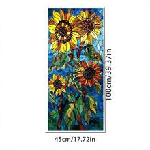 Flower Window Privacy Film Decorative Stained Glass Static Window Cling Heat Blocking Removable Stickers