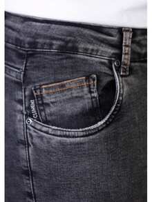 Calça Jeans Masculina Clement com Elastano  Todos  Verão    Ajuste Regular    Bolso  Zíper  Cordão - Cinza pedra - Visão 11