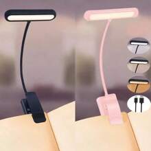 PINK 10 LED Book Light, 3 Eye-Protecting Lightng Colours Reading Light, Adjustable Brightness, USB Rechargeable 12H Battery Life, Flexible Clip On Book Light For Reading, Painting,Travel, Kids Gift