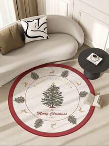 Cirelle 圣诞节圆形地毯大气风格客厅卧室布置装饰地垫圣诞树垫底座脚垫，防滑易打理，铃儿响叮当圣诞夜，房间装饰 - 彩色 - 查看 3