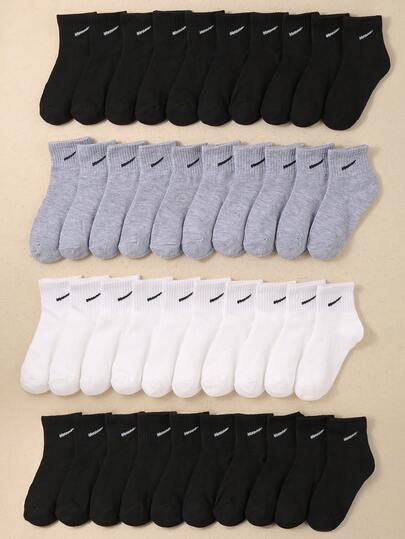 10/20 双儿童黑白灰随机配色斜插弹力中筒袜，适合上学、运动和日常生活，舒适百搭，透气吸汗，时尚休闲儿童袜子，男童女童袜子