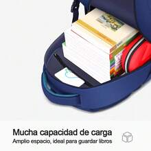 Mochila de astronauta de dibujos animados - Gran capacidad, correas ajustables, bolsillo para tableta, ideal para la escuela y el transporte, azul marino con diseño espacial colorido, mochila para la escuela. Incluye obsequios: colgante, emblema, tarjetas (personalizadas), reloj, estuche de lápices, lápices y borrador. - azul real - Ver 5