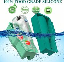 Silicone Ice Cube Tray  Easy To Release, No-Spill Design Keeps Drinks Cold All Day Flexible & Durable Perfect For Cocktails, Iced Coffee & More  Green,11114387 - 軍綠色 - 查看 2
