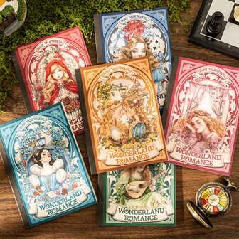 1 包 18 件童话系列贴纸书，童话主题模切贴纸，采用双重材质，复古风景材料，适合学生剪贴簿 DIY 装饰，返校