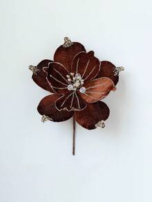 1pc Christmas Poinsettia Glitter Faux Flowers Elegant Christmas Artificial Flowers For Xmas Wreath Floral Decorations Luxury Xmas Tree Topper Christmas Tree Ornaments Holiday Home Party Decorations Home Decor Christmas Decorations Room Decor Winter