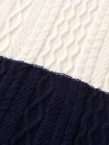 男孩和青少年学院风条纹粗针织连帽套头衫，适合日常穿着、上学、春季、秋季、冬季