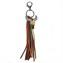 Bull Head Pattern Bag Bag Jewelry Pendant Multi Color Western Tassel Style Personalized Animal Printed Keychain - 3 - Xem 6