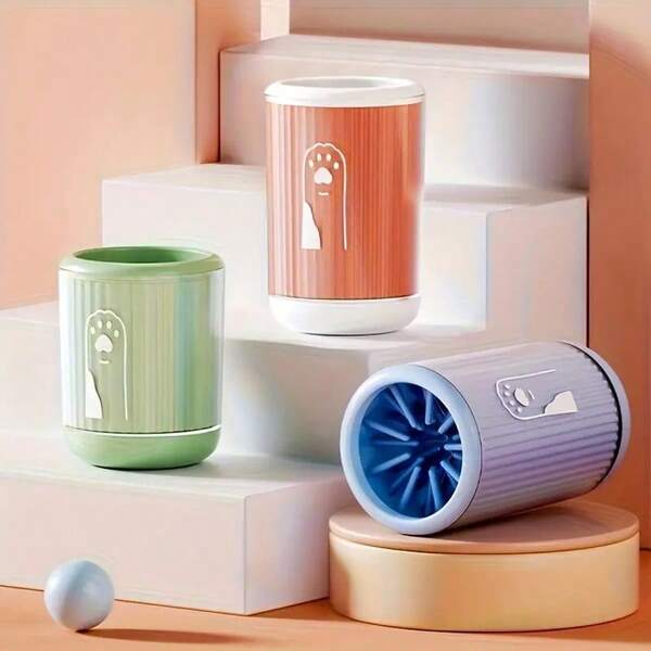 1 قطعة حوض غسيل وتنظيف قدم الكلب مع فرشاة سيليكون - بلاستيك، غير مشحون، مثالي لتنظيف الأرجل والأذنين، ضروريات تجميل الحيوانات الأليفة | إكسسوارات كلاب أنيقة | تصنيع بلاستيكي