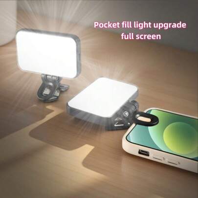 250mAh Rechargeable Rotatable LED Selfie Light, Portable Mini Lamp For Phone, Computer Video Conferencing, Gift Suitable For Selfies And Live Streaming, Photography, Portable Light Phone Light
