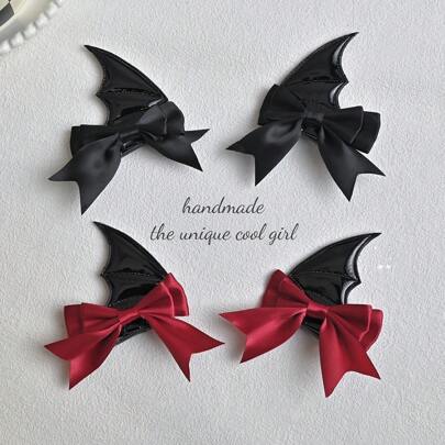 2pcs Black Little Devil Bat Wings Hairpin Halloween Red Butterfly Headgear Lolita Gothic Hot Girl Hair Accessory