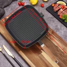 Black Square Thick Cast Iron Frying Pan, Barbecue Pan, Striped Steak Pan, Uncoated Non Stick Frying Pan, Barbecue Picnic Pan, Multifunctional Square Baking Pan With Pouring Port, Durable Barbecue Frying Pan, Suitable For All Stoves (Gas, Electricity, Induction) - màu đen - Xem 6