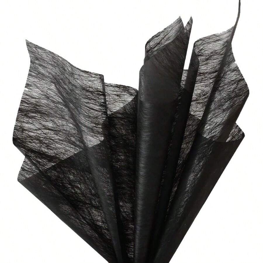 QY 20 Sheets Korean Of Cotton Wrapping Flower Paper NonWoven Floral Wrapping Paper Waterproof Pleated Withdrawable Flower Bouquet Lining Paper Flower Shop Supplies Floral Gift Packaging Paper Black 1439 - 黑色 - 查看 1