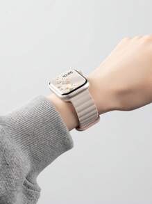 1 件男女时尚休闲磁性硅胶表带可调节防水腕带，适用于 表带 38/40/41/42/44/45/46/49 毫米，适用于 Series Ultra/SE/11/10/9/8/7/6/5/4/3/2/1，智能手表配件