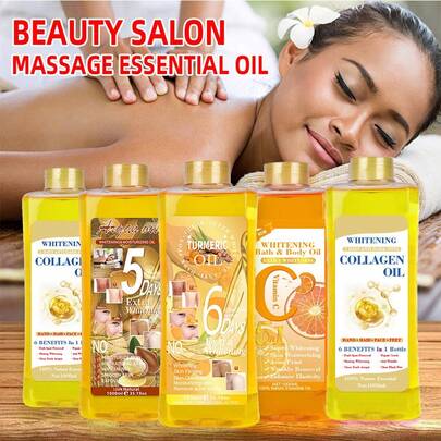 زيت تدليك 1000 مل زيت أساسي للعناية بالبشرة زيت جسم للسبا مهدئ ومرطب يساعد على تحسين حالة البشرة - زيت الكركم ، زيت الأرغان ، زيت الكولاجين ، زيت الكركم والعسل ، زيت فيتامين سي (1 لتر)