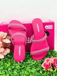 Girls' Flat Sandals, Slide Molekinha, Comfortable Youth - Pink Sorrento - View 7