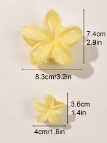 3pcs/Set Hair Clips Combo, Bohemian Style Ombre Marble Pattern, Yellow Gradient, Plumeria Design, Suitable For Beach Vacation, Spring/Summer Hair Accessories Fashion Claw Clips Ladies Hair Clamps Casual Hair Jaw Clip Flower Clips For Hair Autumn Accessories Fall Winter