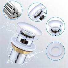 1pc Stainless Steel Pop-Up Sink Faucet With Drain Stopper, Hole-Style Drain, Baked Paint Finish, Suitable For Bathroom & Kitchen Drainage, Manual Operation, No Electricity Required (Matte Black, Electroplated Silver, Brushed Gold, White - 4 Color Options), Bathroom Sink Stainless Steel Pop-Up Drain, Washbasin Drain, Anti-Odor Bathroom Sink Drain Kitchen Items Kitchen Accessories Kitchen Tools - Multicolor - View 5