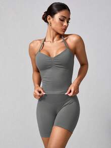 NcmRyu Women's Sexy Butt-Lifting Crop Top And Shorts Set, Versatile Activewear For Yoga, Tennis, Running, Workout, Outdoor Sports