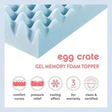 2025 Newest 40x75 Inch Queen-Size Cooling Gel Memory Foam Mattress Pad - Egg Crate Comfort Curve Design, Breathable Pressure Relief Bed Topper, Suitable For Home, Kids' Room, Living Room & Camping, Twin Mattress, Queen Mattres